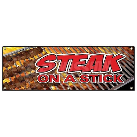 Signmission STEAK ON A STICK BANNER SIGN meat steak beef bbq grill restaurant food B-72 Steak On A Stick